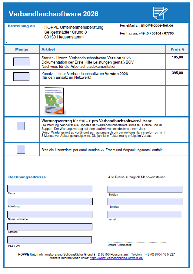 Bestellformular Verbandbuchsoftwareals PDF