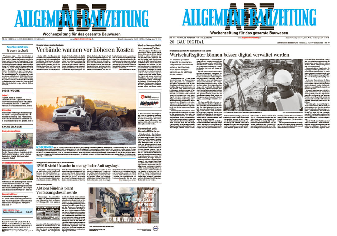 Allgemeine Bauzeitung November/20 - Inventarmanagement f�r Baumaschinen und -ger�te