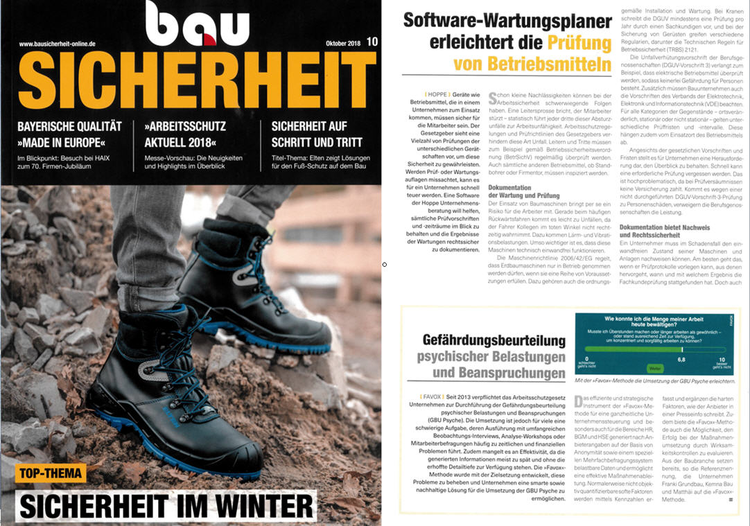 Bau Sicherheit Okt./18 Software Wartungsplaner erleichtert die Pr�fung von Betriebsmitteln