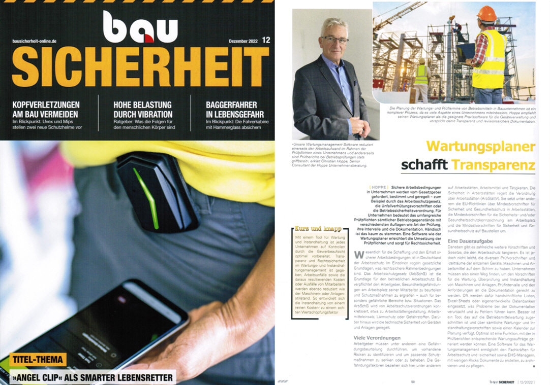 Bau-Sicherheit  / 12-22 SBM Verag GmbH, Wartungsplaner schafft Transparenz �ber alle Pflichten bei Baumaschinen und Bauger�ten