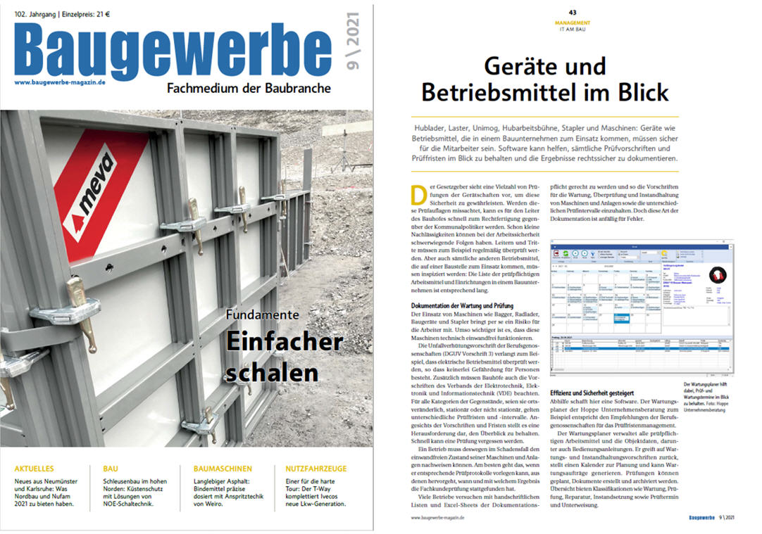 Baugewerbe - Sep/21 - Ger�te und Betriebsmittel im Blick