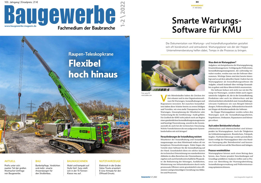 Baugewerbe - Feb/22 - Smarte Wartungssoftware f�r KMU