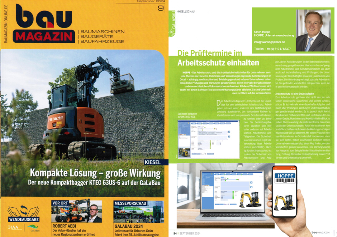 BauMagazin SBM Verlag / 09-24 Pr�ftermine im Arbeitsschutz einhalten