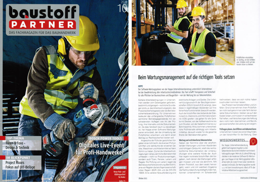 Baustoff Partner Das Fachmagazin f�r das Bauhandwerk / 10-21 SBM Verag GmbH, Leitern und Tritte rechtssicher pr�fen.