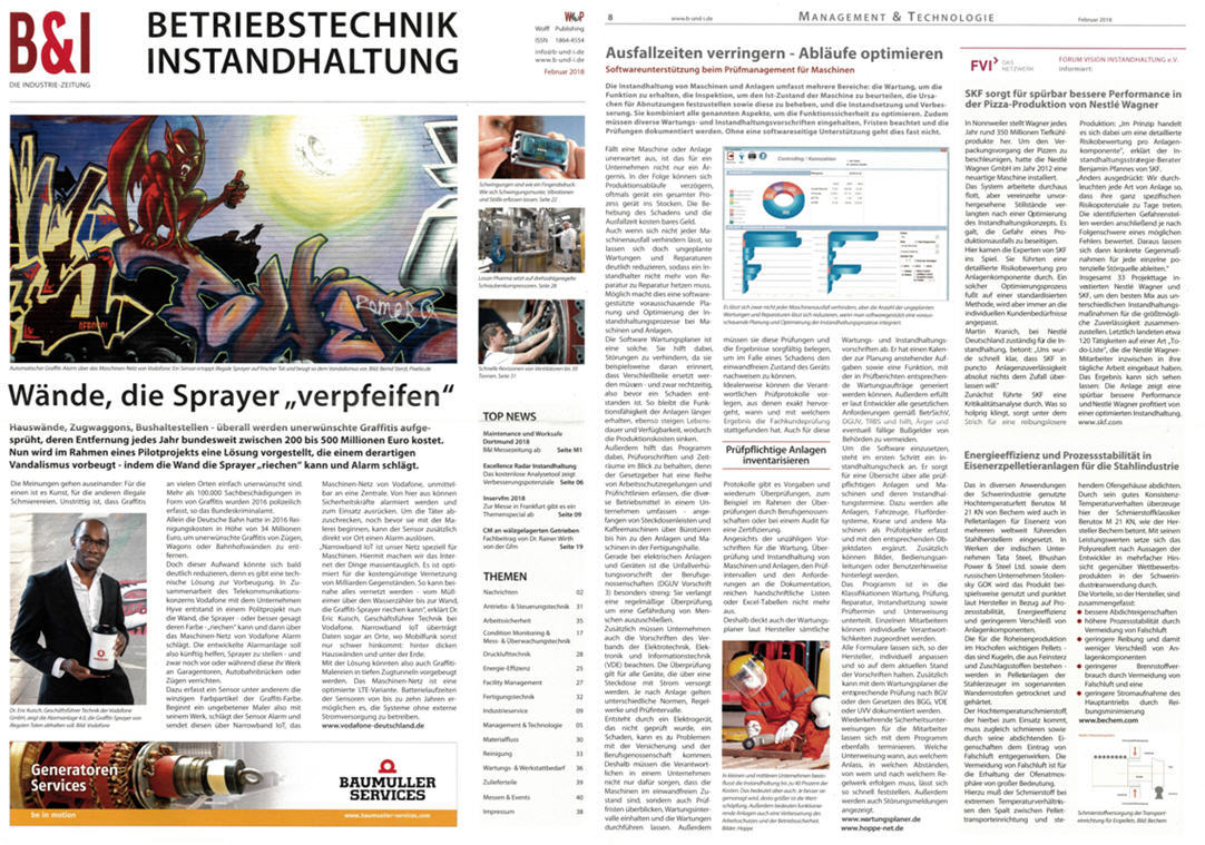 Betriebstechnik und Instandhaltung 2018 02 Fachartikel: Ausfallzeiten verringern - Abl�ufe optimieren...