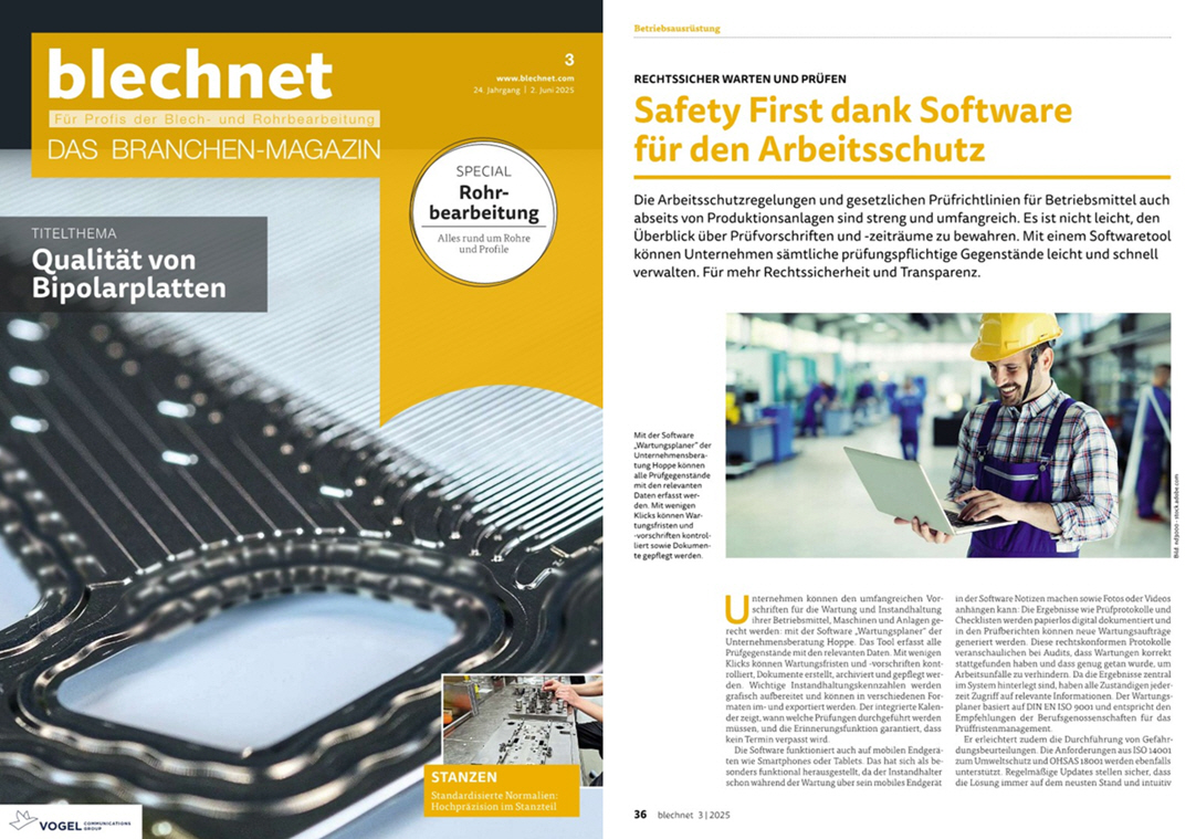 Blechnet Vogel Communication Group Juni/25 Safety First dank Watungsplaner Software f�r den Arbeitsschutz