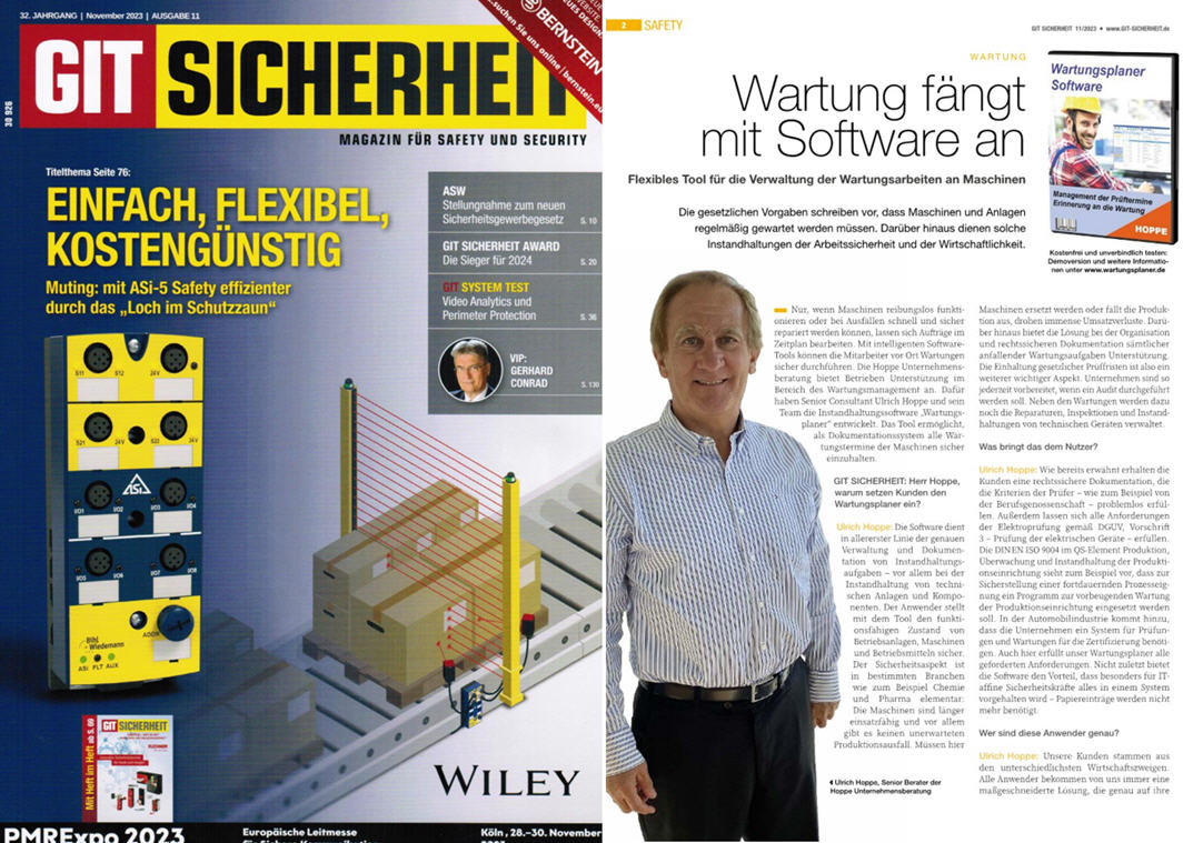 Sicherheitssoftware GIT Sicherheit Wile VCH  11/23 �berblick �ber alle anstehenden Wartungen