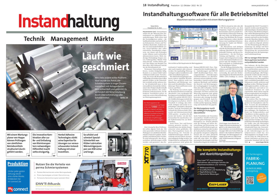 Instandhaltung Produktion - verlag moderne industrie GmbH Okt/22. Instandhaltungssoftware f�r alle Betriebsmitte