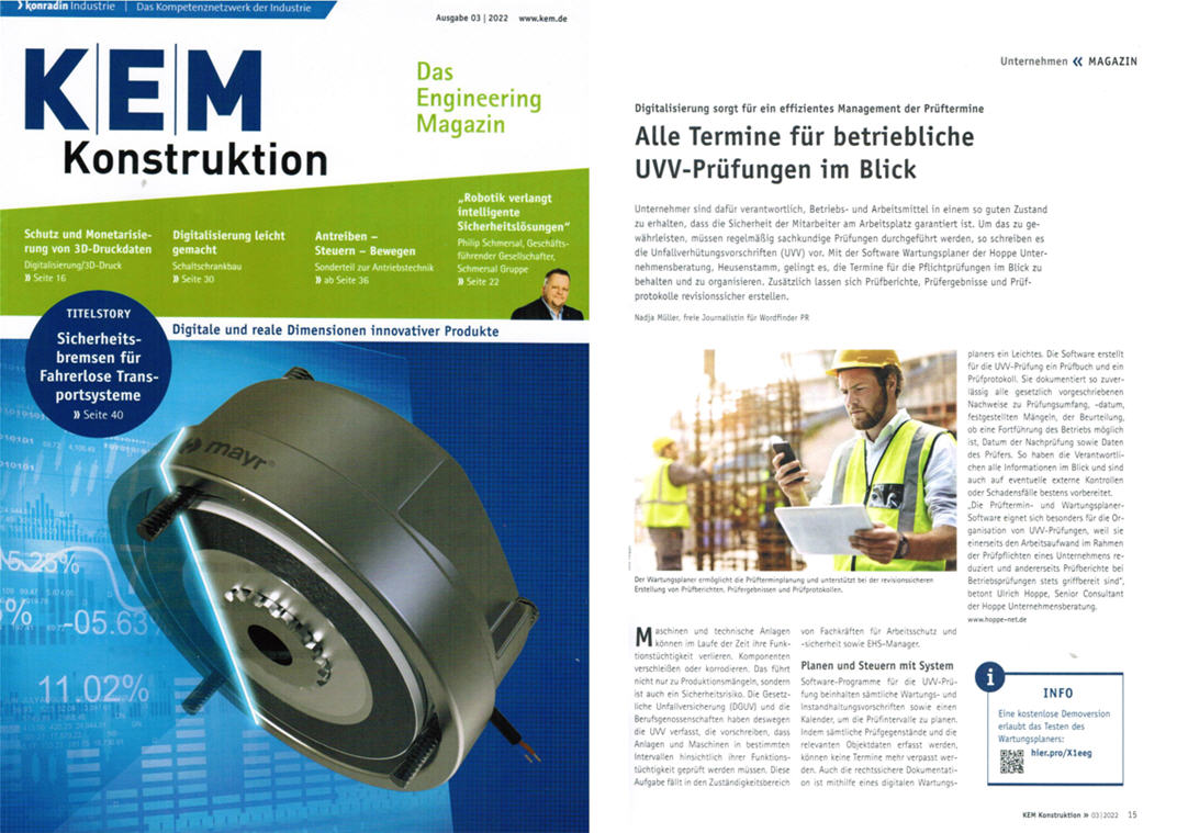 KEM Konstruktion /  03-22 Konradin Verlag, Digitalisierung sorgt f�r ein effizientes Management der Pr�ftermine