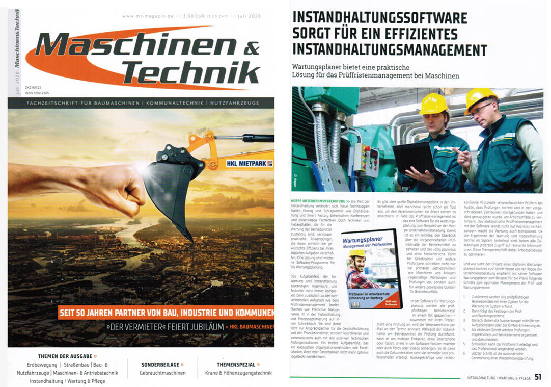 Maschinen & Technik Juli/20 - Instandhaltungssoftware sorgt f�r ein effizientes Instandhaltungsmanagement