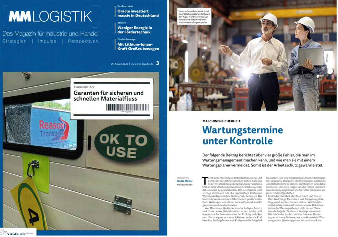 MM Logistik Vogel Communication Group Sep/25 Maschinensicherheit - Pr�f- und Wartungstermine