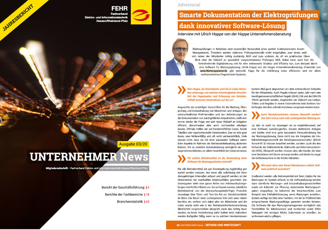 Unternehmer News - Smarte Dokumentation der Elektropr�fungen dank innovativer Software L�sung