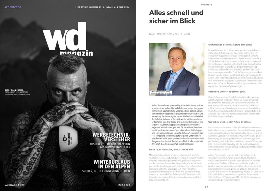 Wirtschaft Dienstleistungen WD-Welt / 12-23 ALPEN-VERLAGSGRUPPE OHG, Spezialist f�r digitales Inventarmanagement